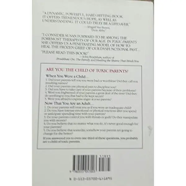 USED Book - Toxic Parents: Overcoming Their Hurtful Legacy and Reclaiming Your Life by Susan Forward (Hardcover) - english