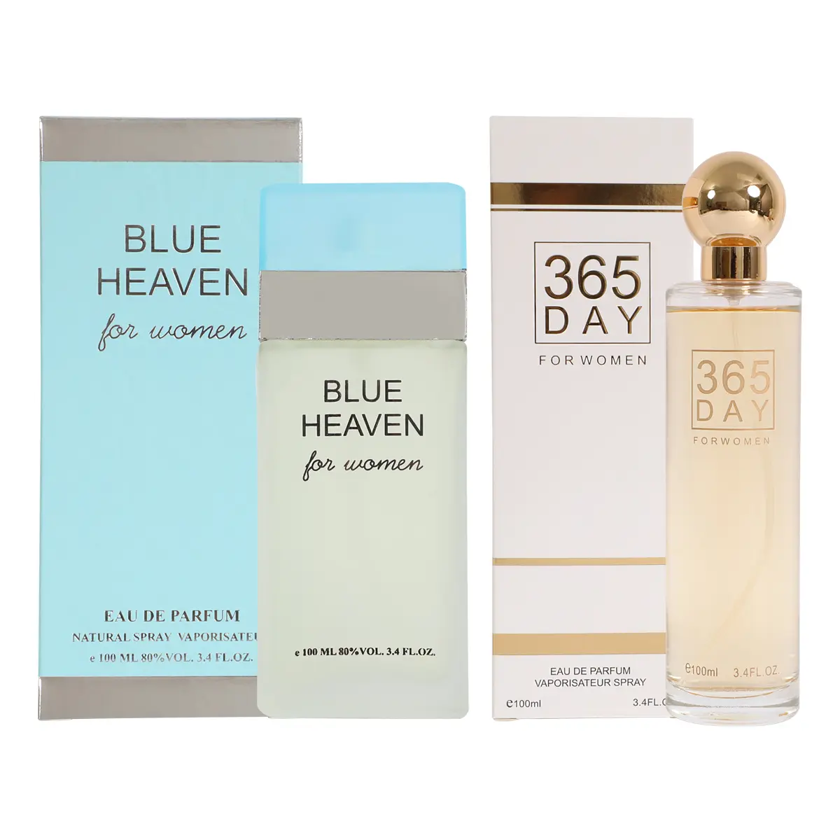 Women's Perfume Bundle - Blue Heaven and 365 Day - Spray Perfume for Women 100ml/3.4fl.oz. each