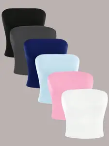 Spring Summer Fashion Essential Minimalist Crop Top Set, Backless Sleeveless Slim-Fitting Women's Vest, Casual Plain Six-Piece Set