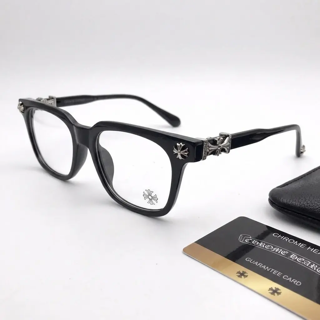 Chrome Hearts Black Frame Sunglasses with Silver Logo