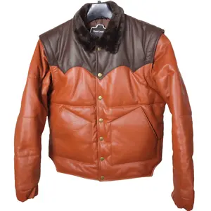 Brown Designer Puffer Leather Jacket - Brando 2.0