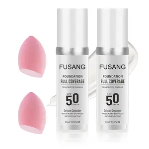 2PCS Color Changing Foundation,Full Coverage Foundation Long Lasting Flawless Liquid Foundation Set with 2 Cosmetics Sponge,Non-Greasy Liquid Cover Concealer Foundation Nude Makeup Base 30ml A