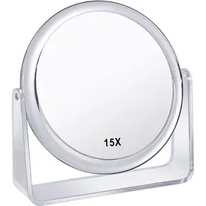 15X Magnifying Makeup Mirror for Desk Double Sided 1X/15X Desk Mirror,Portable Table Small Standing Magnifying Mirror for Cosmetic