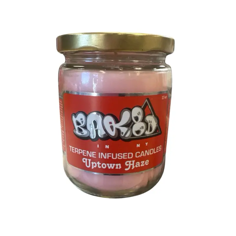 Bak8d Odor Eliminator Candle - Terpene Infused in Glass Jar with Red Label for Freshening Decor and Ornaments - Decoration, Freshener