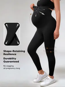 High-Waisted Maternity Leggings, Seamless Stretch Fabric, Full-Length Belly Support, Casual & Workwear Essentials for Moms-To-Be, Prenatal Maternity Clothing