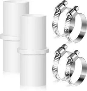 2 count Washing Machine Drain Hose Connectors, Fit for 0.8 Inch, Hose Washer Extension Adapter with 4 count Drain Hose Clamps for Washing Machine Dishwasher Water Pipe