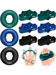 Grip Strength Trainer, Finger Exerciser, Forearm Strengthener 9-Piece Kit, Hand Grip Strengthener Targeted Strength, Relief & Recovery