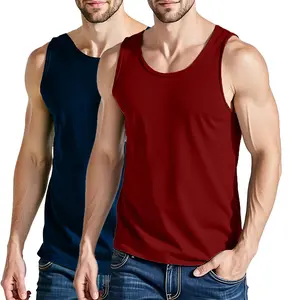 2-pack men's sleeveless tank tops, crew neck breathable shirts, available in multiple colors, summer fashion designs suitable for various sports and outdoor running wear, 95% polyester, 5% spandex.