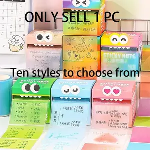 Random Color Cute Monster Pattern Sticky Notes, 105pcs/box Creative Multi-Purpose Sticky Notes, Sticky Memo Pads for Home, School and Office, Sticky Labels
