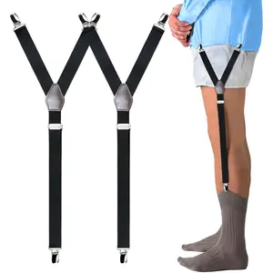 Shirt Stays for Men Adjustable Elastic Dress Shirt Garters Holder Straps with Non-slip Clips 1 Pair