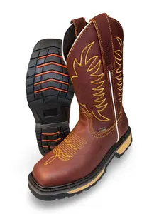 Men's Leather Work Boot - Closed-Toe Footwear for Durable Work Shoe Use