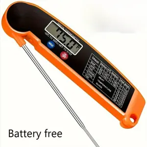1pc WEBBQ Digital Meat Thermometer, Fast-Reading ABS Food Temperature Gauge with Hold Function, Single-Use, for Grilling BBQ, Kitchen Cooking, Adult - AAA Battery Operated (Batteries Not Included) LCD Thermometer
