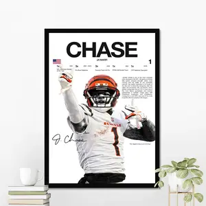 Ja'Marr Chase Hardline Series Poster, Ja'Marr Chase Signature Poster, Cincinnati Football Wall Art For Fans, Sport Gift For Men [UNFRAMED - PRINT ONLY]