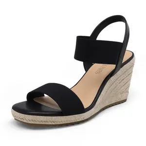 DREAM PAIRS Women's Open Toe Espadrilles Dressy Platform Sandals Slip on Elastic Ankle Strap Wedges Sandals Location Shoes Girls Footwear Comfortable Heeled Sandals Summer Vacay Shoes,summervibes