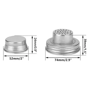 4 PCS Stainless Steel Mason Jar Shaker Lid with Silicone Seal, Spice Jar Lids Suitable for Dredging Flour Mixed with Spices, Sugar, Salt, Pepper, and Any Regular Canned Food Seasoning Lid