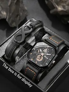 2pcs High-End Wrist Watches, Modern Elite Choice, Display Your Success Path, Analog Quartz Movement, Casual Style, All Seasons, Casual Trendy Wristwatch