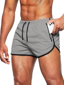 Men's Contrast Binding Zipper Pocket Shorts, Fitted Casual Breathable Comfortable Shorts for Vacation Holiday Beach, Men's Shorts for Summer, Athletic Activewear, Athletic Sports Shorts, Menswear