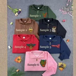 N0ah K@han Inspired Embroidered Quarter Zip Sweatshirt, Heavyweight Fleece Pullover for Music Lovers