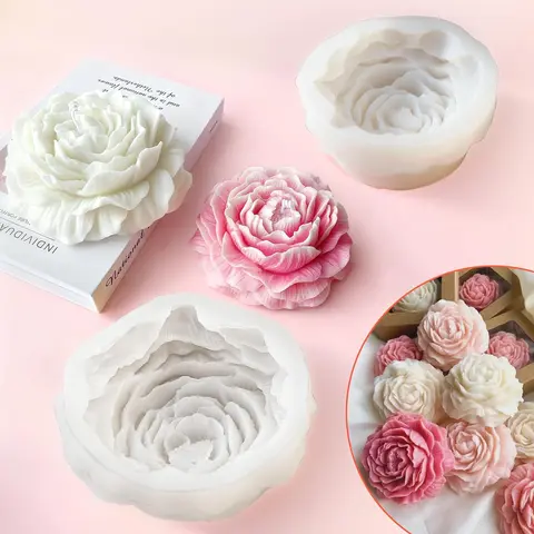 Food Grade 3D Realistic Peony Silicone Cake Mold - Reusable, Non-Stick, Flexible Kitchenware for Chocolate Making, Clay Crafts, Decorative Ornaments; Ideal for Cake Decorating, DIY Scented Candles, Epoxy Resin, Soap Making, Reusable Ice Cubes