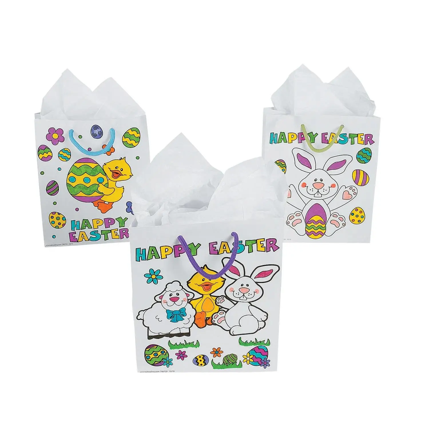 Color Your Own Medium Easter Gift Bags - 12 Pc.
