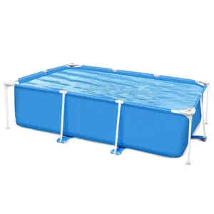 Garvee 118"L x 79"W x 26"H Above Ground Outdoor Swimming Pool Rectangular Frame for Backyard, Durable Steel Construction