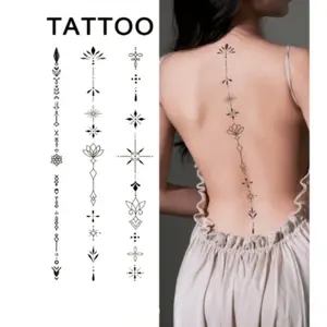 3-piece set of  Exquisite Back Geometric Stripes Temporary Tattoo Stickers Set, Fake Tattoos for Men & Women, Body Art for Arms Chest Legs Abdomen Waist Fingers Neck