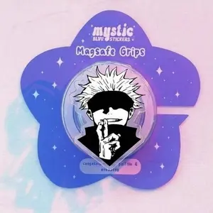 Jujutsu Kaisen Gojo Magnetic Phone Grip, Kindle Holder, MagSafe Compatible, Void Hand Sign Vibe, High-quality Print, Removable Magnet, Gift for Readers.