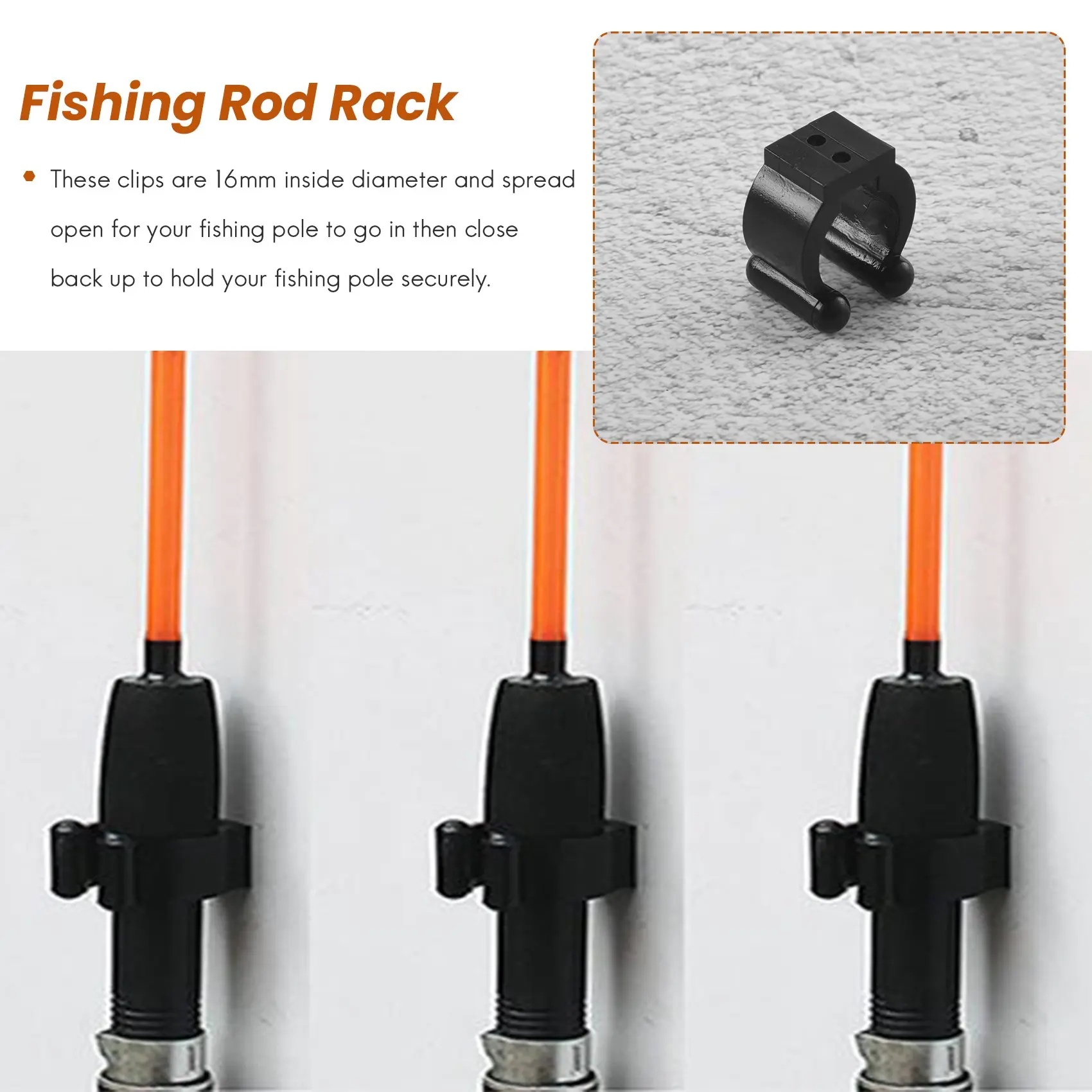 20 Pcs Black Fishing Pole Rod Holder Clips, 16Mm Inside Diameter Fishing Accessories for Car Interior Decoration & Storage - TikTok Shop 20 Pcs Black Fishing Pole Rod Holder Clips, 16Mm Inside Diameter Fishing Accessories for Car Interior Decoration & Storage - TikTok Shop