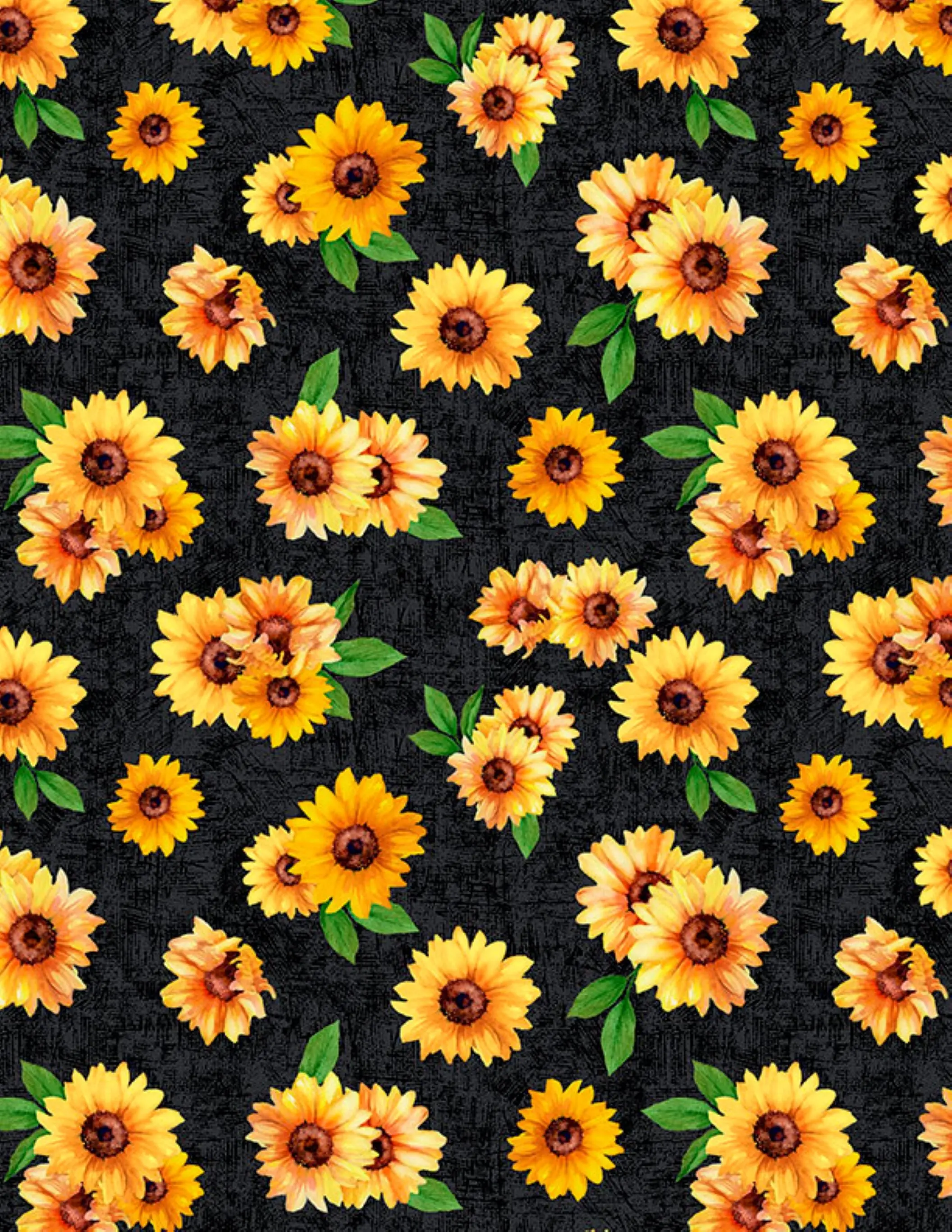 Sunshine Whispers Sunflower Fabric by the Yard | Wilmington Prints Black Floral Cotton Fabric