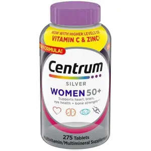 Centrum Silver Women 50+ Multivitamin 275 Tablets with Higher Levels of Vitamin C & Zinc Non-GMO Gluten Free Supports Heart Brain Eye & Bone Health
