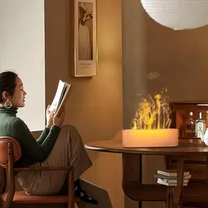 Flame Humidifier with 7 Color Changes, Cool Mist Ultrasonic Humidifier for Large Room Home Office, Timer and Auto Shut-Off