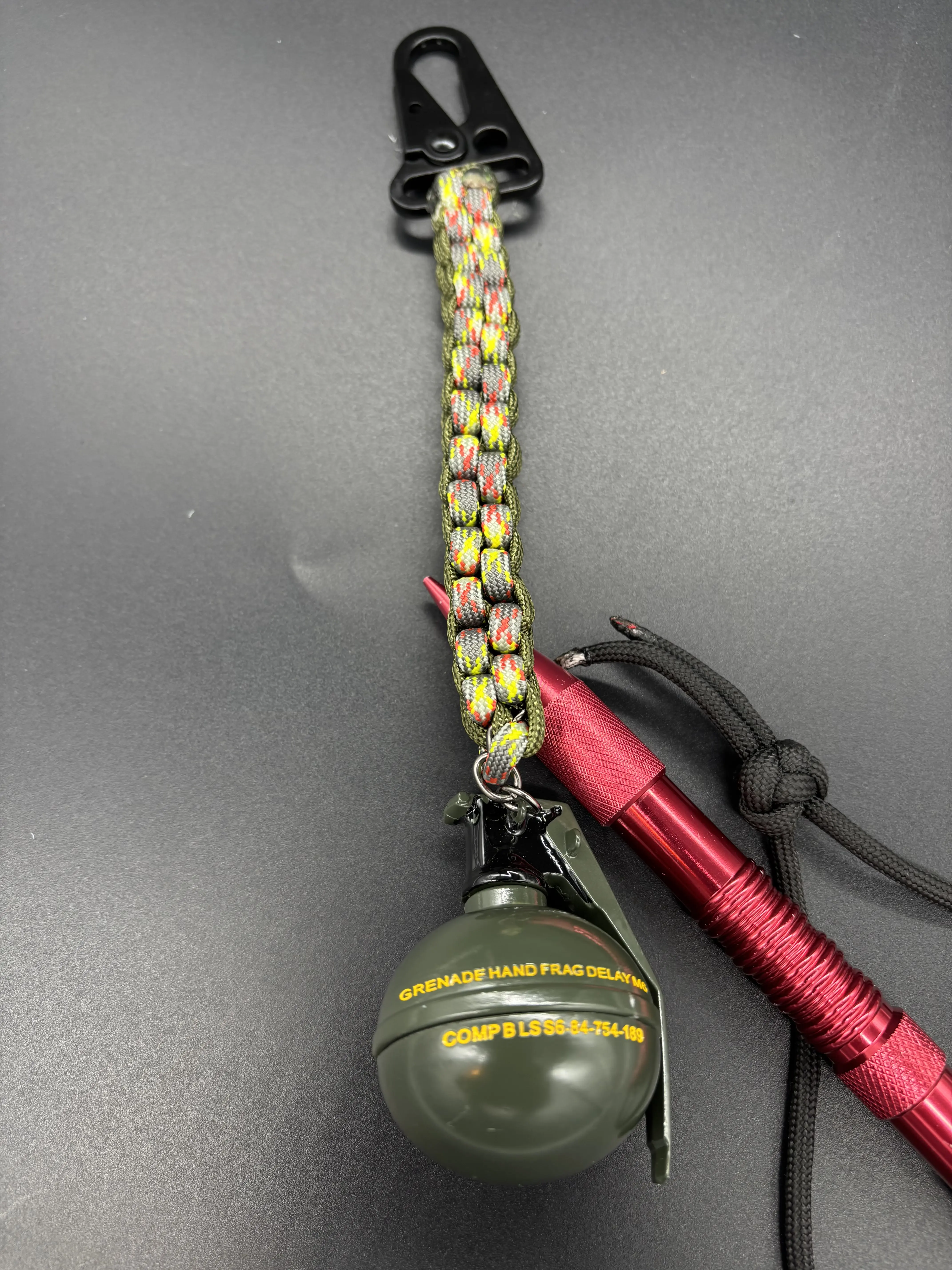 Grenade Square Knot Multi-Color & OD Green Keychain