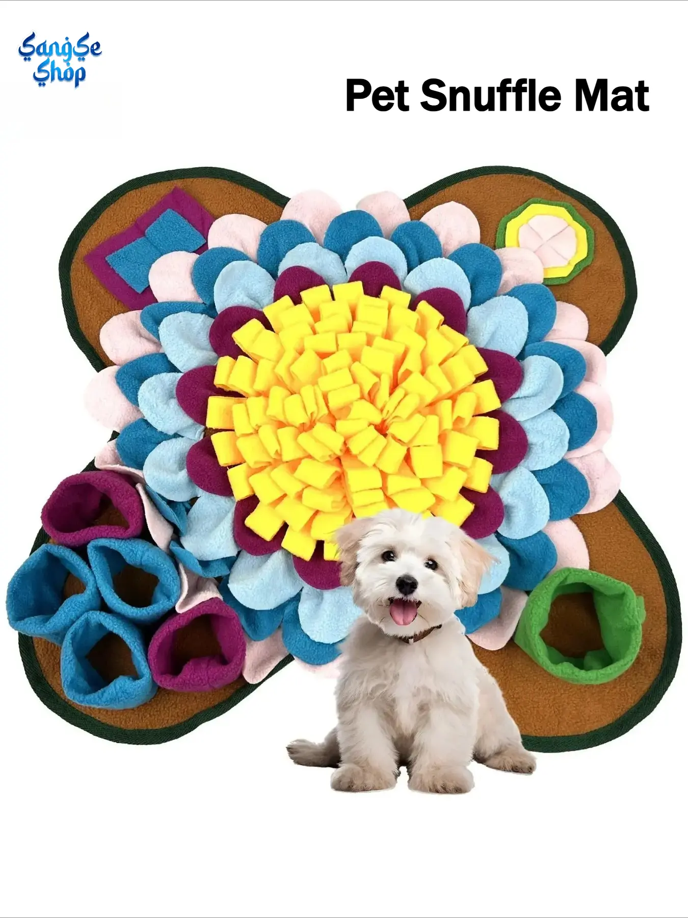 Pet Snuffle Mat for Dogs & Cats, Interactive Sniffing Training Toy, Slow Feeder Puzzle Mat for Mental Stimulation, Boredom Relief & Anxiety Relief, Indoor Enrichment Activity Toy, Nose Work Game Accessory for Small & Large Pets