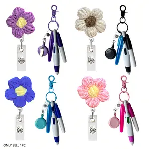 Nurse Pen Set Includes Permanent Marker Retractable Ballpoint Pen Keychain Clip Badge Reel Student Medical ID Holder (blue ), Accessories