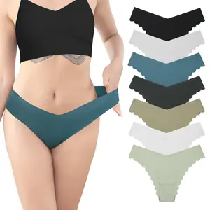 LEVAO Women Seamless Hipster Cheeky Bikini No Show Underwear Sexy Stretch V-Waist Hipster Wavy Sides Invisible Panties 7 Pack