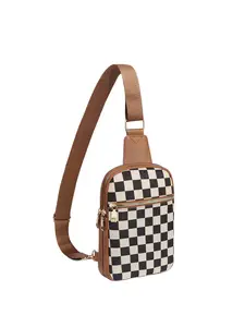 Checkered Women's Solid Color Fanny Pack, Fashionable Sling Bag for Daily Used, Casual Trendy Versatile High-quality Daily Commuting Bag, Checkered Bum Bag