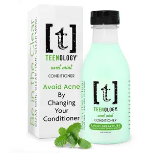 TEENOLOGY Teen Safe Conditioner to Avoid Acne - Dermatologist Recommended - No Sulfates, Parabens, or Pore-clogging Oils, Noncomedogenic, Moisturizing Haircare for Teens with Forehead or Body Acne, Hydrating Blend, Sweet Mint Aroma
