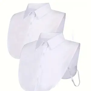 2pcs Set of Half-Shirt Fake Collars Elegant Thin Neckline Women's Suit with Detachable Collar for Stylish Outfits Casual Boho Tie