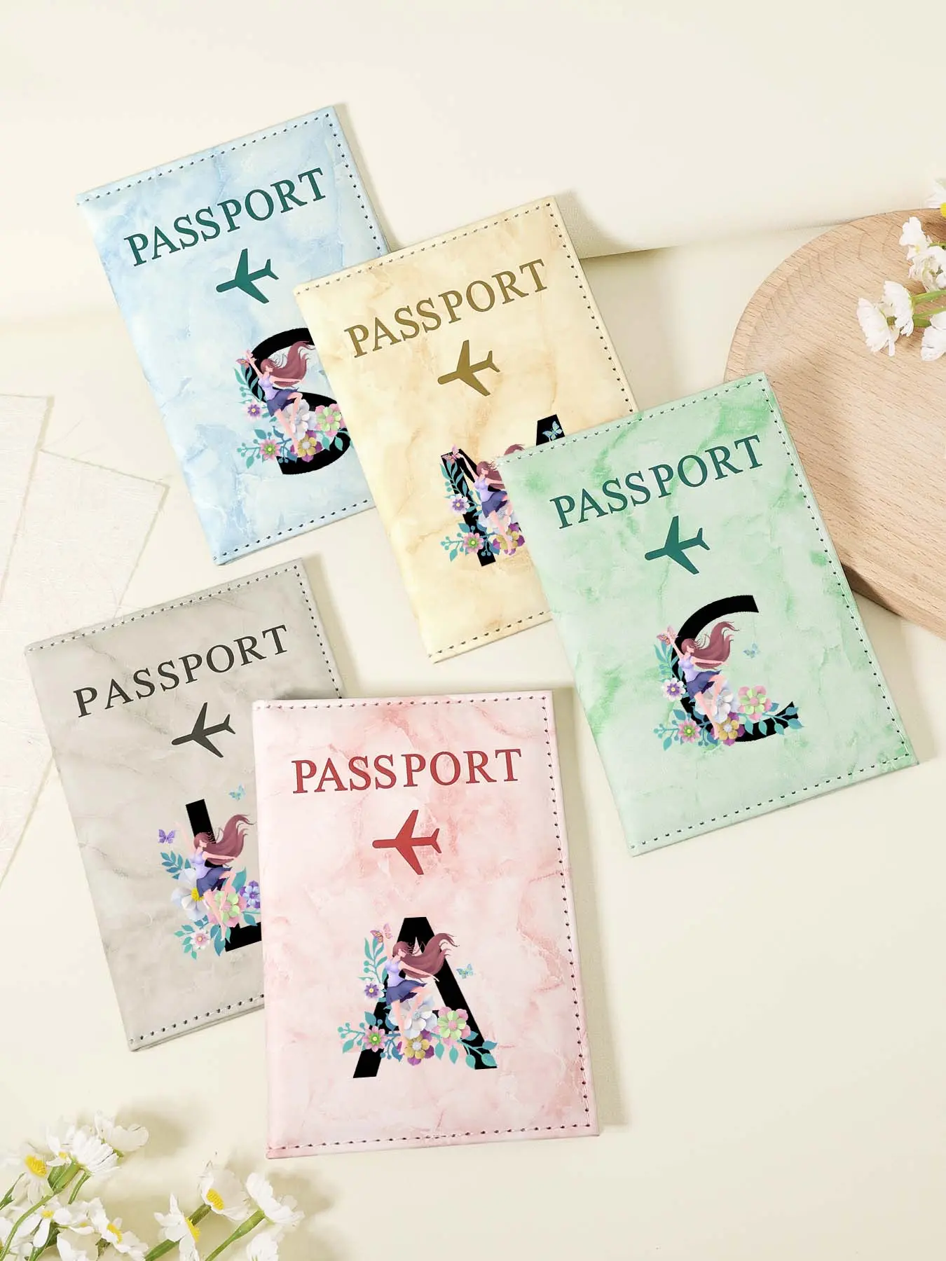 Letter Pattern Passport Case, Multi-functional Passport Holder, Airplane Pattern Passport Box, Couple Passport Holder, Suitable for Storing ID Cards When Going Out