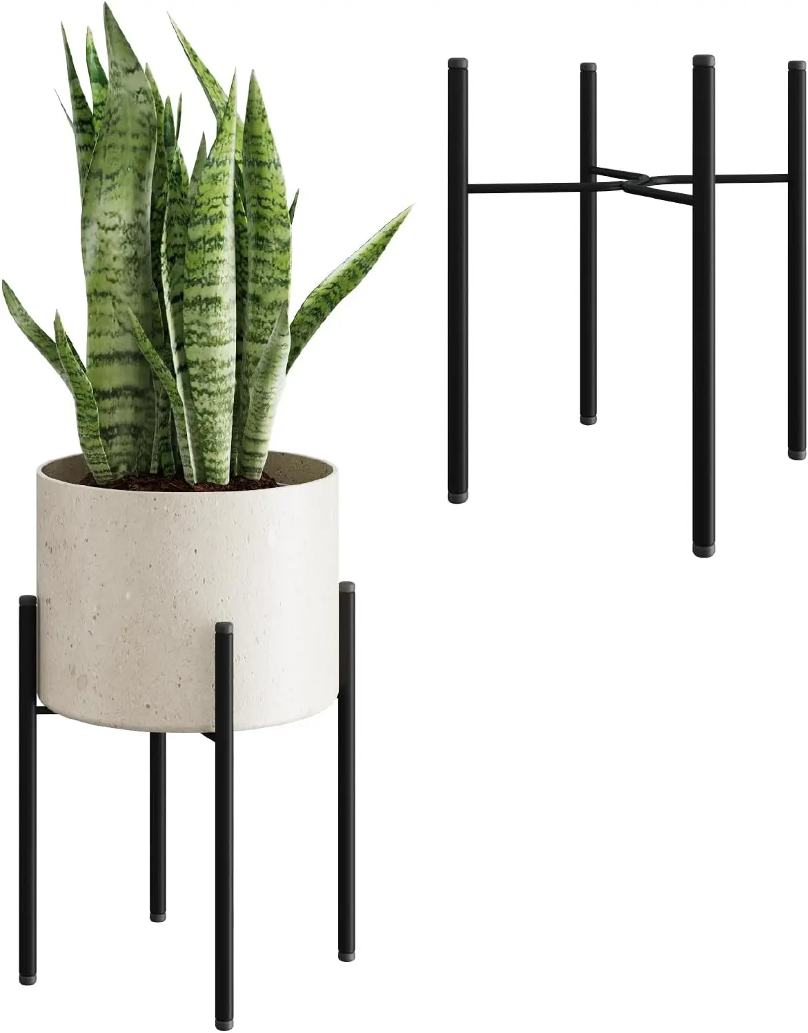 Leaf&lull Mid-Century Modern Single Metal Plant Stand, Heavy-Duty Indoor Corner Tall Holder, 9 in Raised Planter Accessories for Outdoor Small Plant Table (Fits 9 Inch Pots)