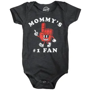 Mommys Number 1 Fan Baby Bodysuit Funny Sarcastic Mothers Day Graphic Novelty Jumper For Infants Funny Baby Onesies Mother's Day Clothes for Baby Novelty Onesie Black -