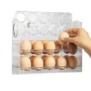 Transparent Egg Rack for Refrigerator, Stackable Fridge Organizer, Large Capacity Food Safe Pet Material, Side Door Storage Container with Multiple Compartments, Refrigerator Accessories