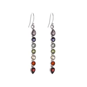 Exquisite Multicolor Zircon Long Hook Pendant Women's Earrings Girls Romantic Wedding Trendy Jewelry
