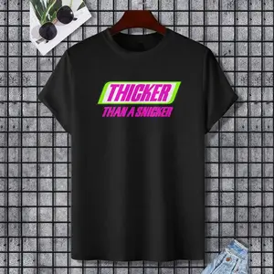 Thicker Than A Snicker BBW Thick Cute Melanin Women Women T-Shirt, 100% Cotton, Single Side Printed, Black Short Sleeve T-shirt, Gift for Family Friends, S-XXXL, 1 pc, Fabric Weight 180g