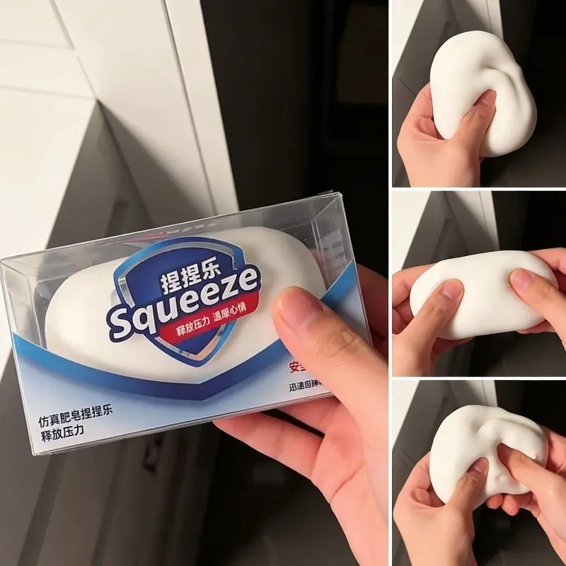 Squishy Soap Stress-Relieving Fidget Toy Soft Simulated Soap Squeeze Toy Anti-Stress Slow Rebound Relaxing Toy Friend Gifts