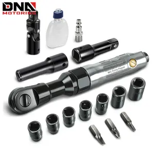 17Pc 1/2-Inch Air Ratchet Wrench Set 50 FT.-LB / 69 N.M Electric Ratchet Wrench Set For Repairs, Machinery Maintenance Assembly, W/ Case, Sliver / Black