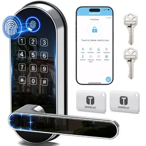 Bluetooth Lock with Handle & – Fits Most US Doors, DIY Install,: Code, FOB, Auto-Lock. for Home, Airbnb, Rental, Kids, Seniors. Alexa & Compatible
