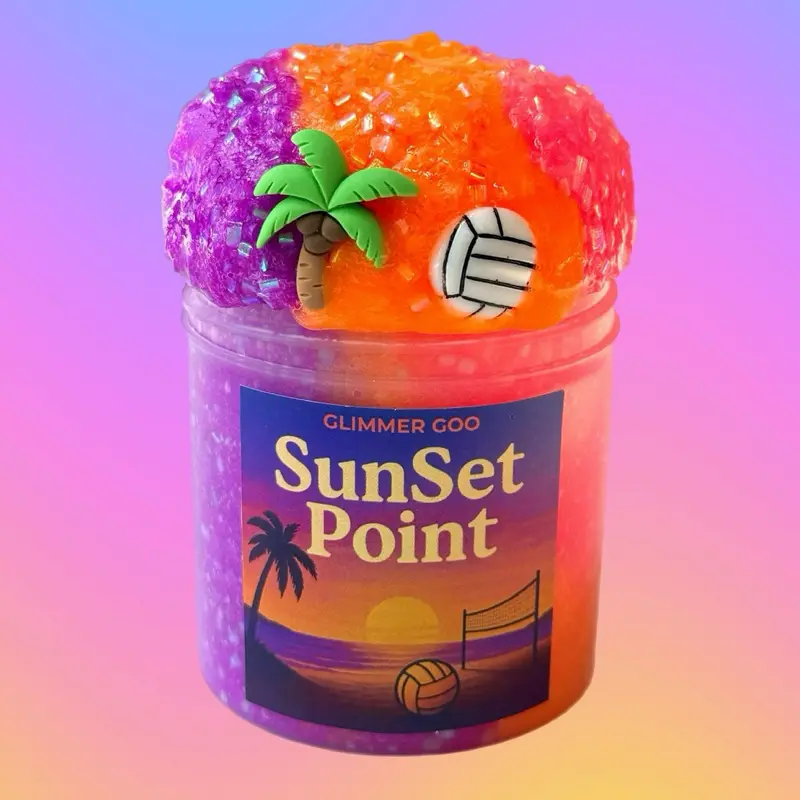 Sunset Point Tri-Color Bingsu Slime | Beach Volleyball Theme | Crunchy Slime