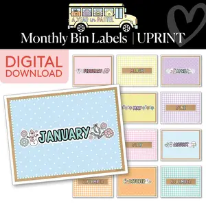 Printable Monthly Bin Labels | A Year In Pastel