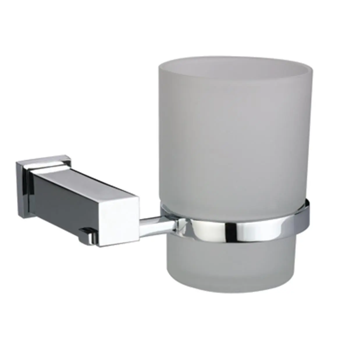 212 MAIN Modern Chrome Finish Solid Brass Toothbrush Holder - Contemporary Dawn Square Series Single Tumbler, Wall-Mountable Bathroom Accessory Organizer